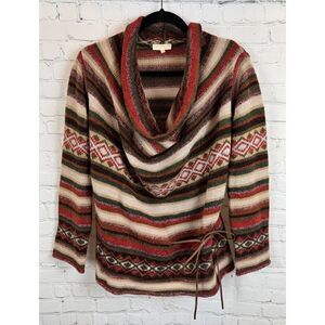 KOOKAI wool alpaca blend striped nordic aztec knit sweater pullover VTG 1 S NWOT